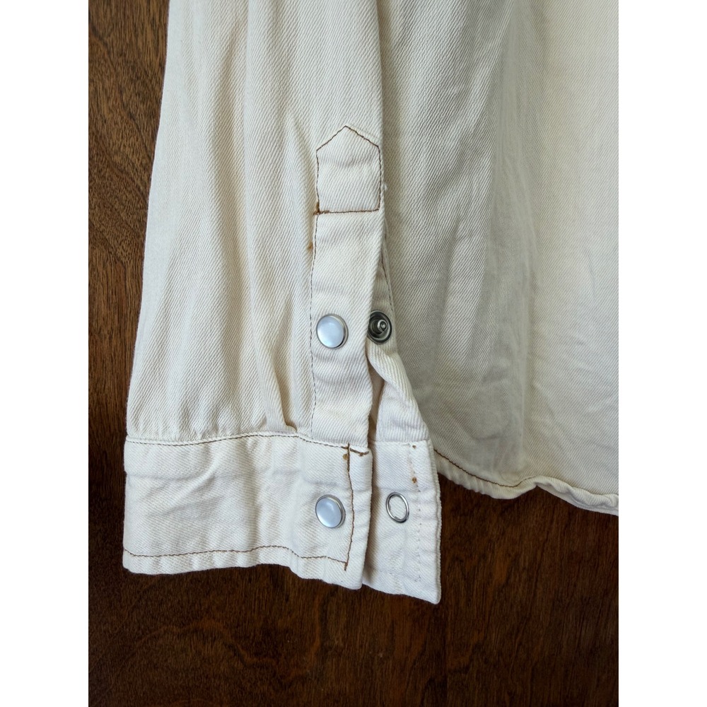 Pilcro sz M White Western Denim Button Up Shirt Minimalist Normcore Streetwear - Picture 8 of 10